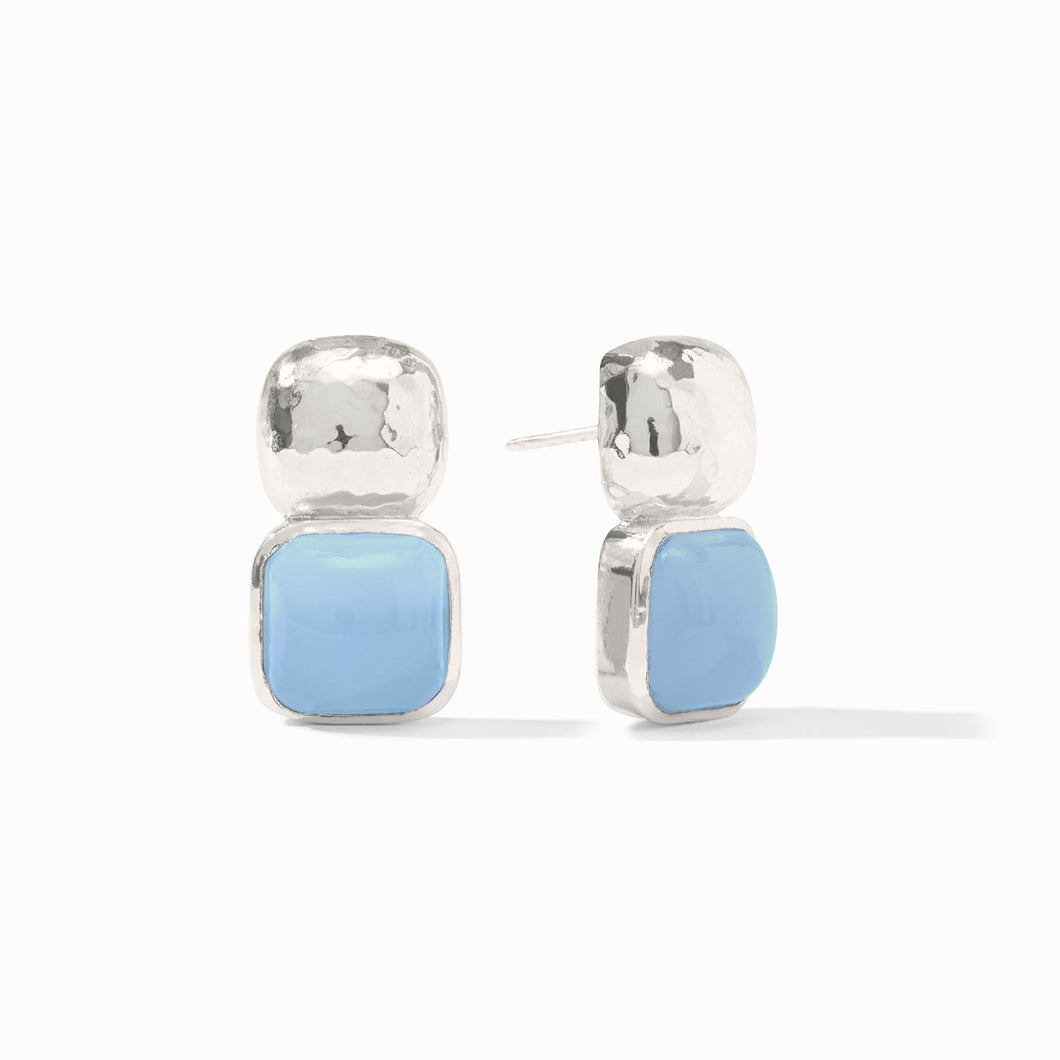 Catalina Earring, Chalcedony Blue Silver