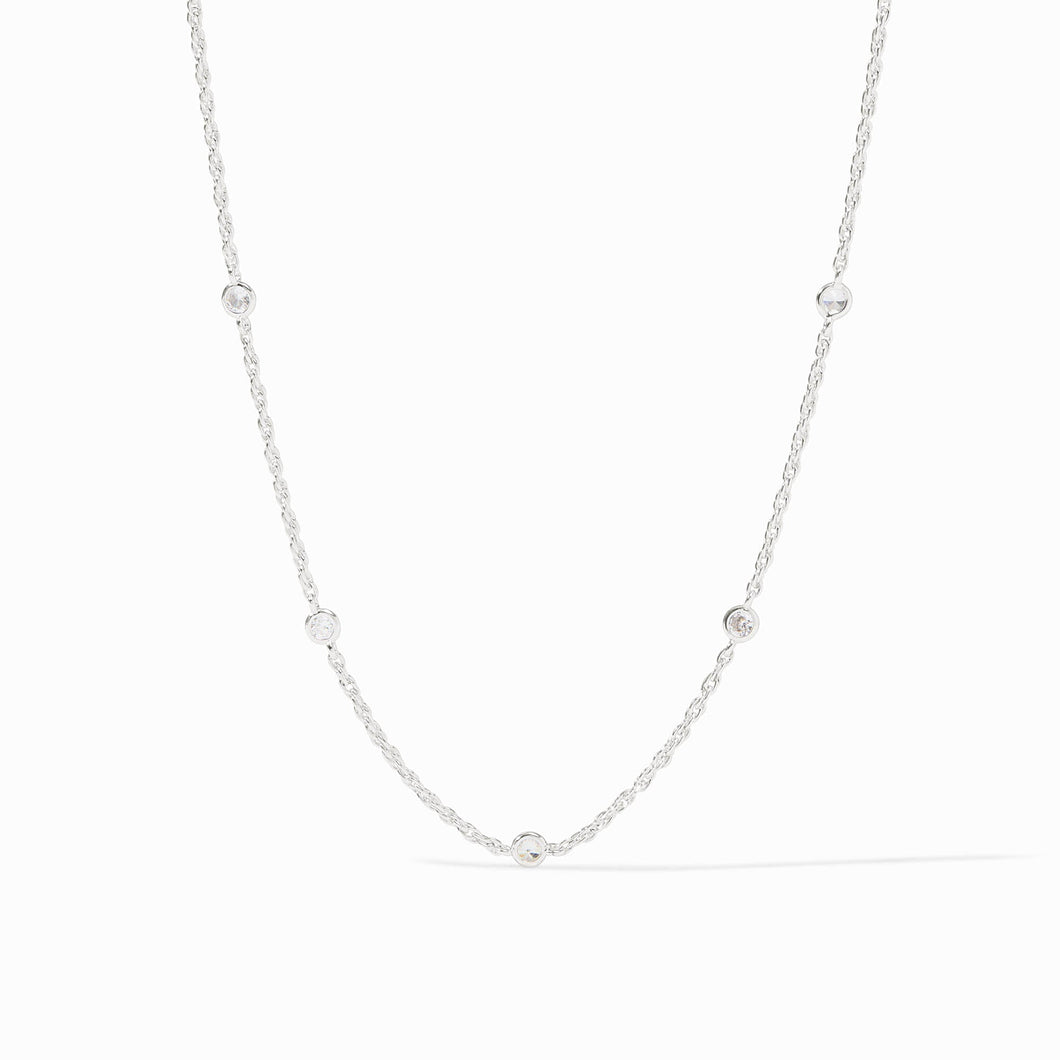 Celeste Delicate Station Necklace, CZ/Silver