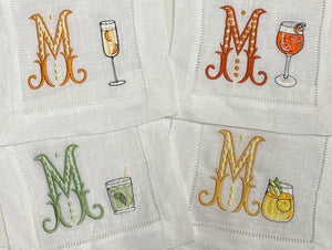 S/6 Monogrammed Cocktail Cocktail Napkins