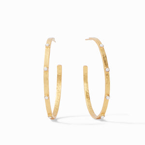 Crescent Stone Hoop, Pearl, XL