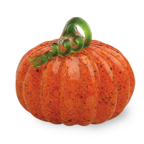 Medium Glass Pumpkin Orange w/Green Stem