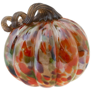 Small Orange Confetti Glass Pumpkin