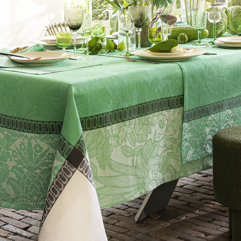 Le Jacquard Escapade Tropical Green Tablecloth 69x69