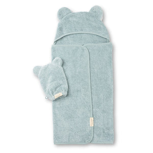 Hooded Towel + Wash Mitt Set Fog