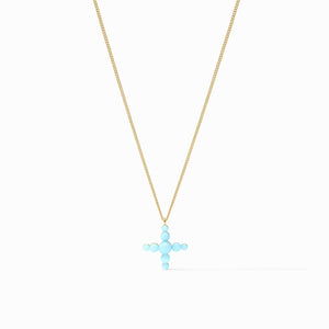 Gumdrop Cross Delicate Necklace, Powder Blue
