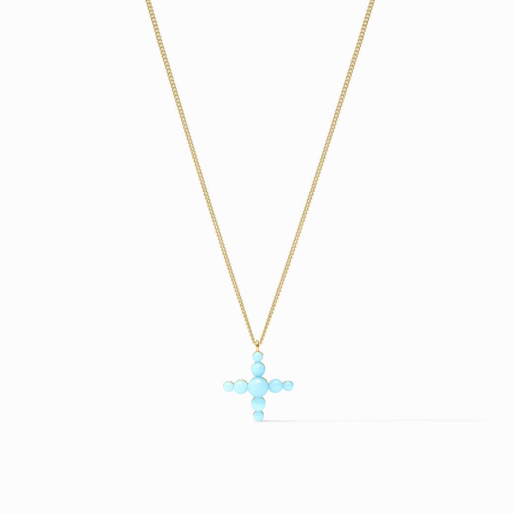 Gumdrop Cross Delicate Necklace, Powder Blue