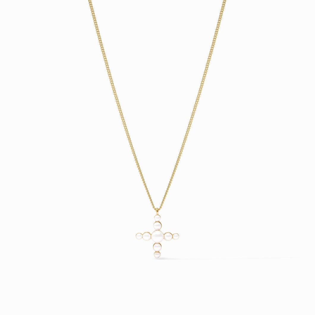 Gumdrop Cross Delicate Necklace, Pearl