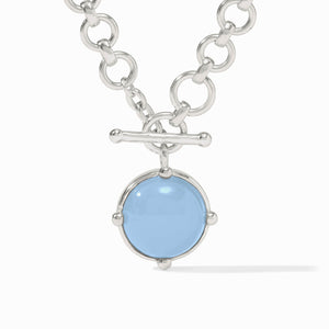 Honeybee Demi Necklace, Chalcedony Blue/Silver