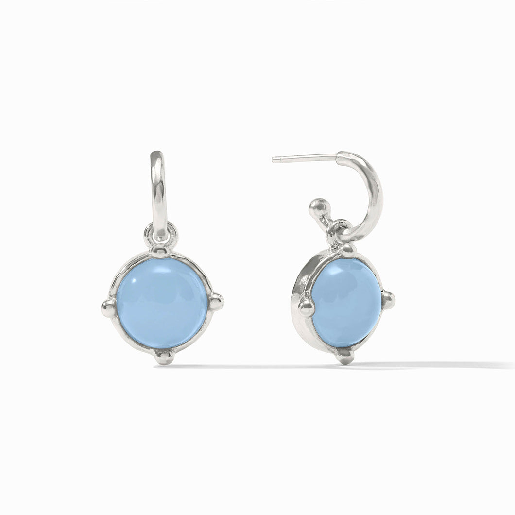 Honeybee Hoop & Charm Earring, Chalcedony Blue/Silver
