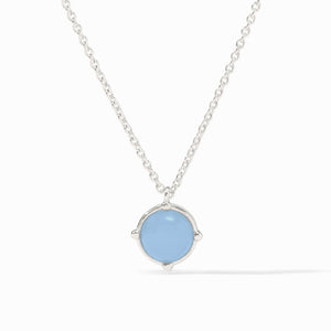 Honeybee Solitaire Necklace, Chalcedony Blue/Silver