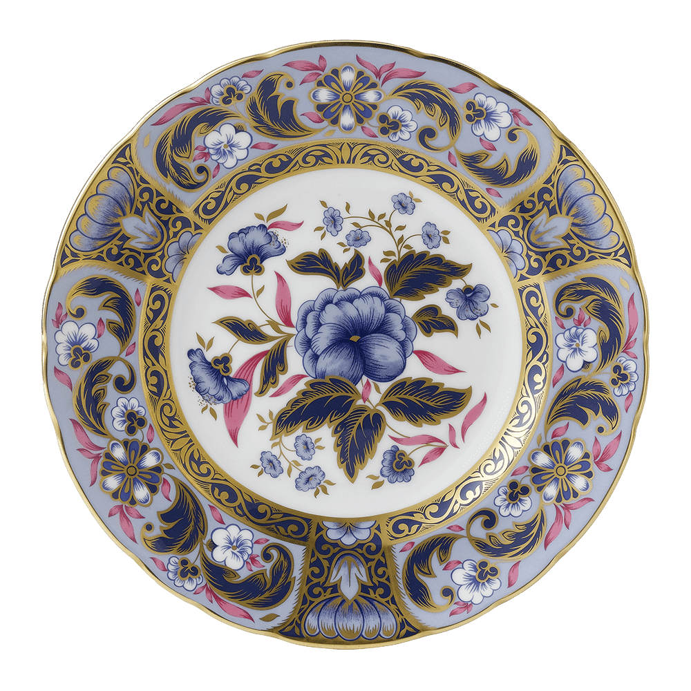 Royal Crown Derby Imari Accent Plate, Blue Camellias