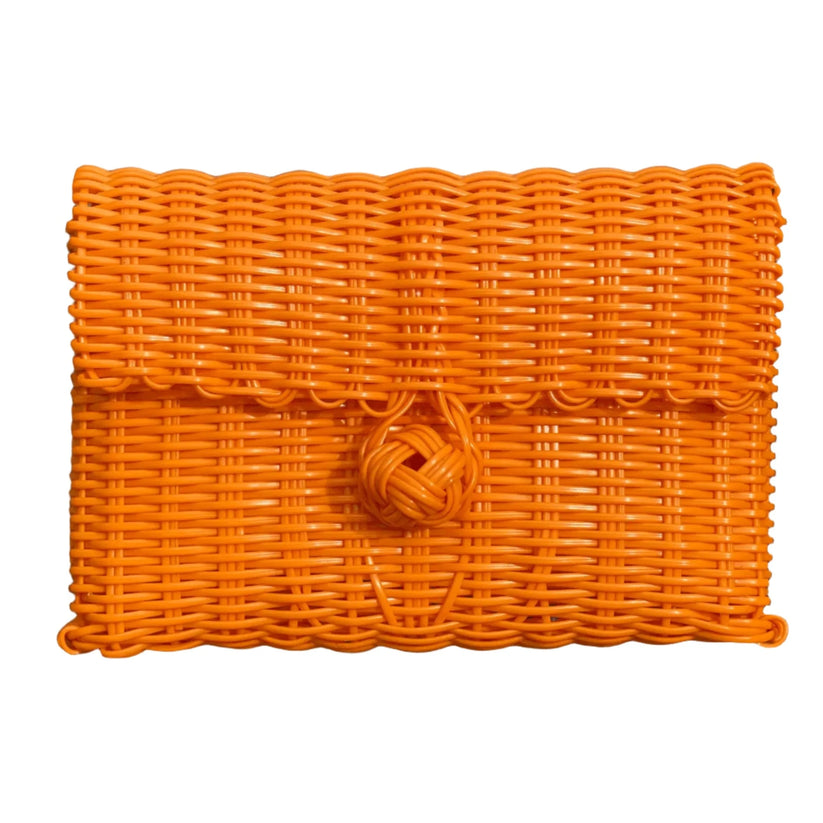 Clutch, Solid in Tangerine with strap