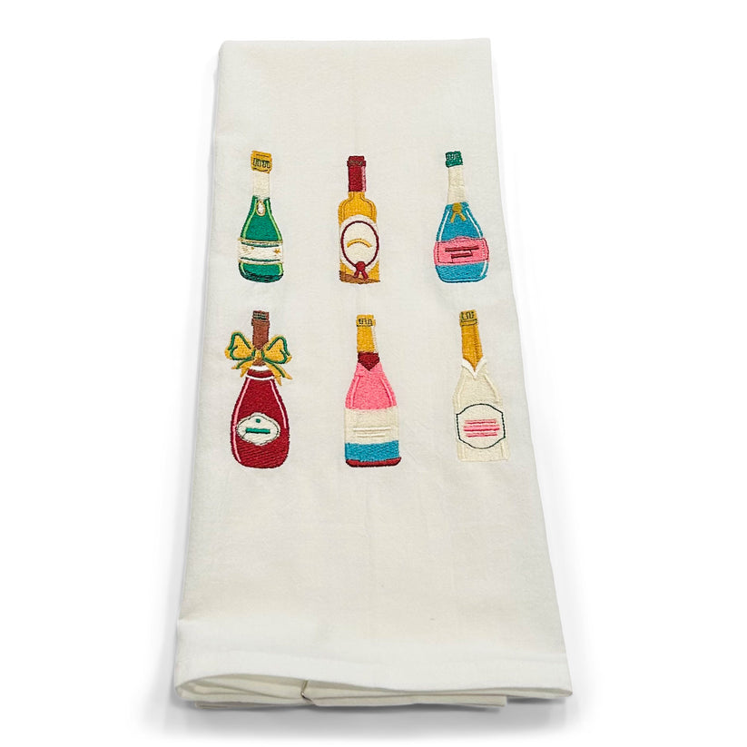 Six Champagne Bottles Dish Towel