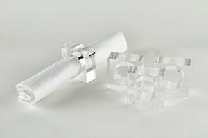 S/4 Clear Lucite Square Napkin Ring