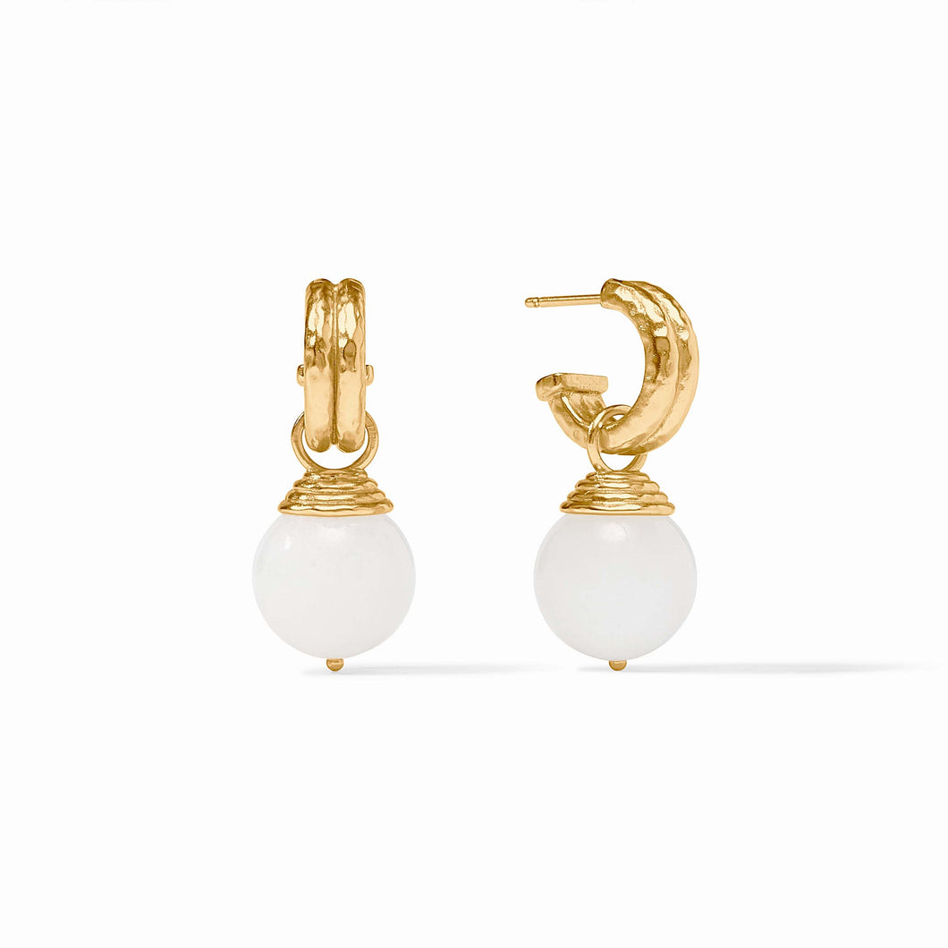 Bonbon Hoop & Charm Earring-Moonstone White