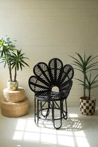 Flower Cane Chair- Black