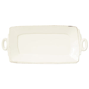 Vietri Lasta Handled Rectangular Platter, Linen