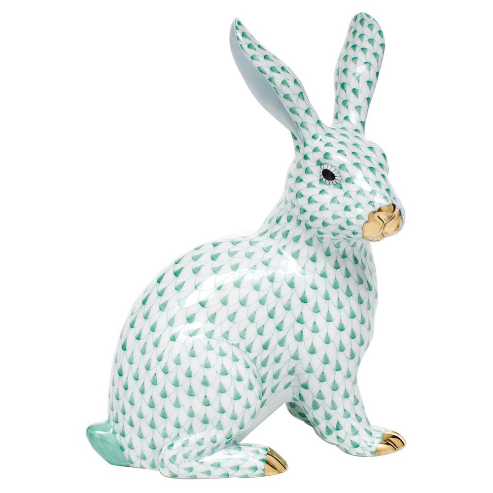 Herend Large Sitting Bunny, Green