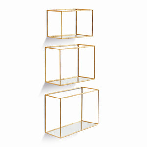 Daphne Mirrored Wall Shelves S/3