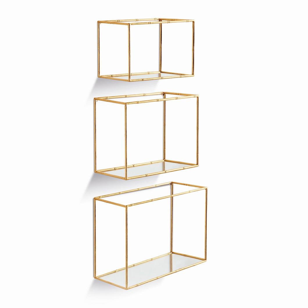 Daphne Mirrored Wall Shelves S/3