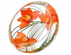 Orange Cymbidium Flower Bowl, Large