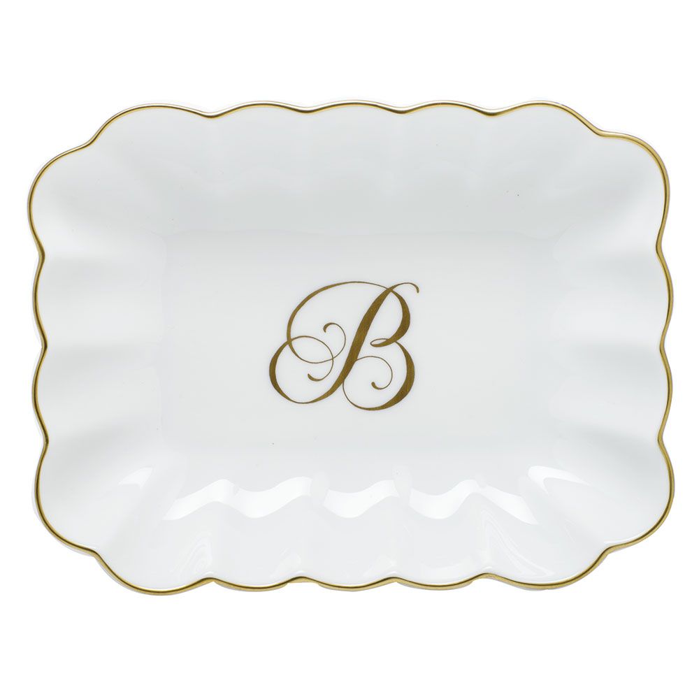 Herend Oblong Dish with Monogram B