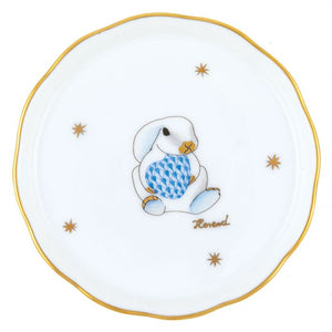 Herend Coaster Bunny, Blue