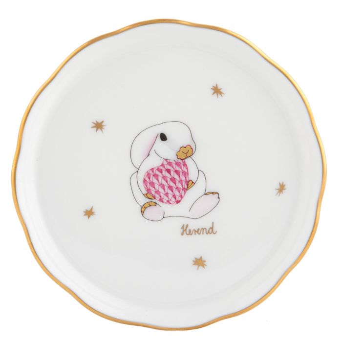 Herend Coaster Bunny, Raspberry