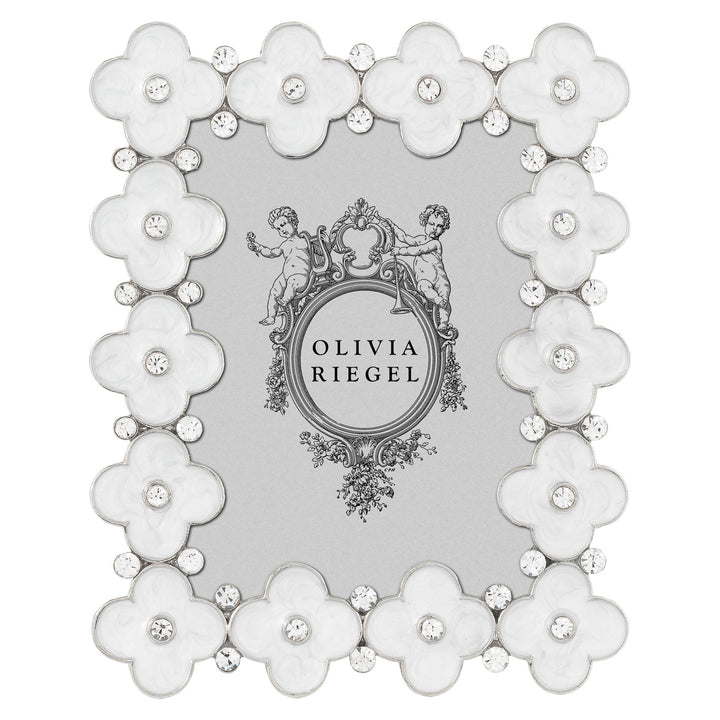 Olivia Riegel White Enamel Clover Frame 2.5x3.5