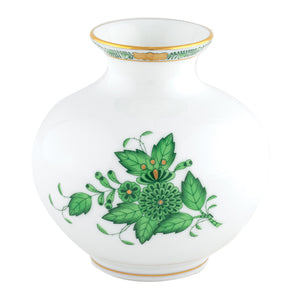 Herend Chinese Bouquet Round Vase, Green