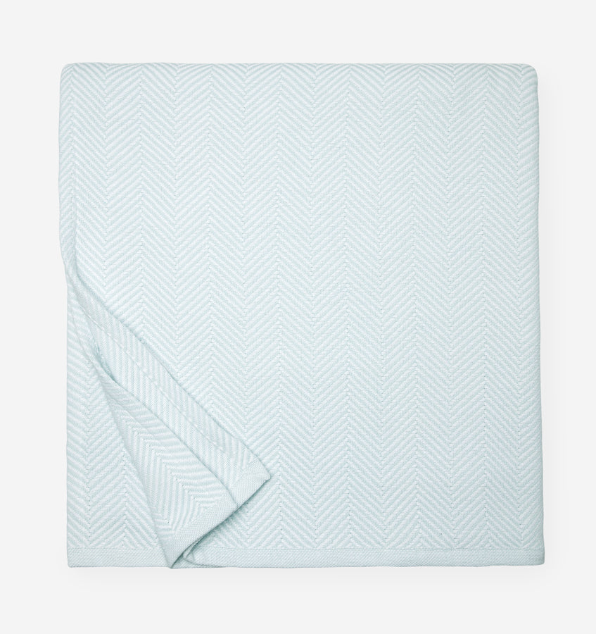 Sferra Camilo Twin Blanket, White/Aquamarine