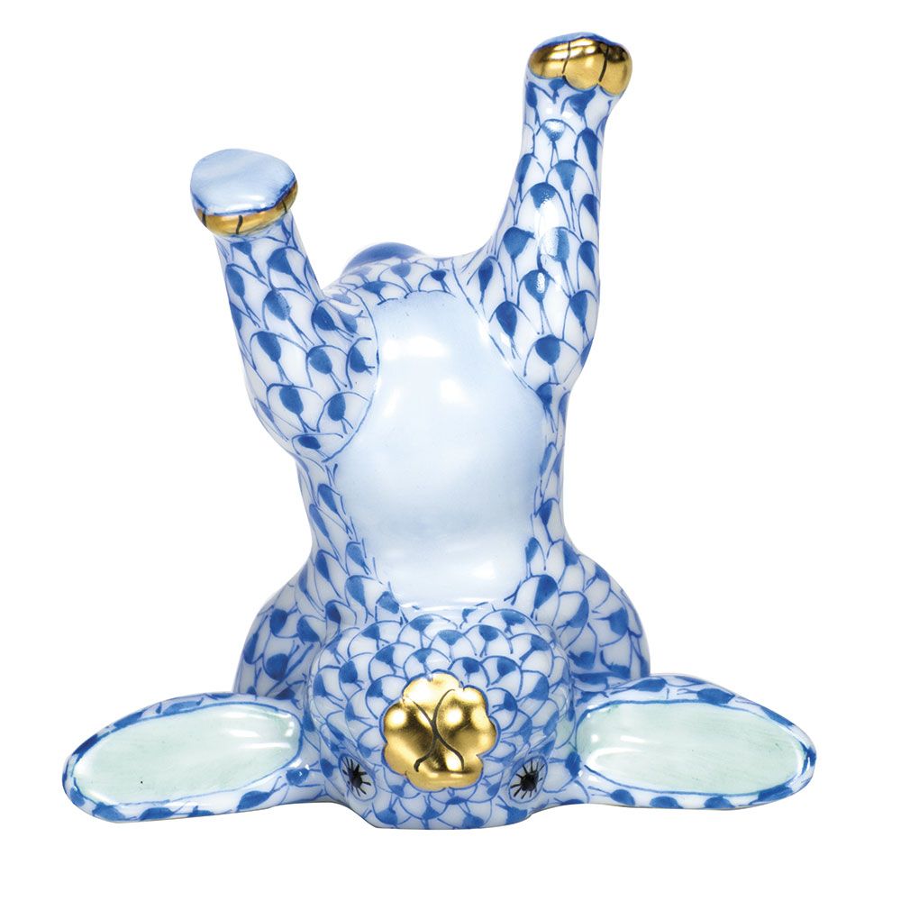 Herend Handstand Bunny, Blue