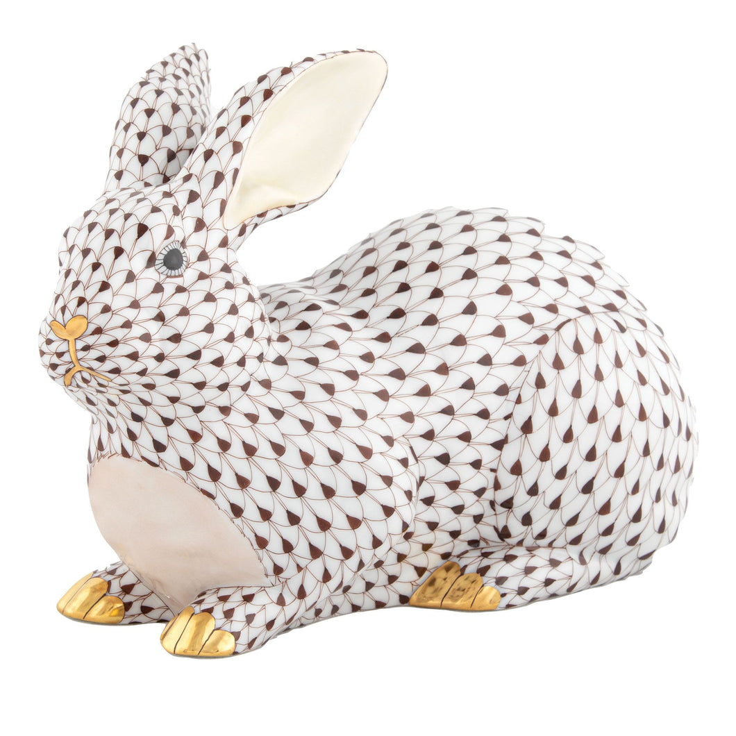 Herend Large Lying Bunny, Chocolate