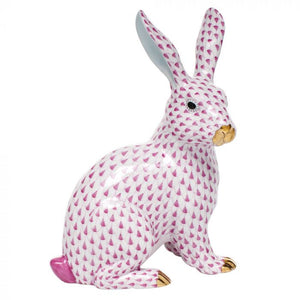 Herend Large Sitting Bunny, Raspberry