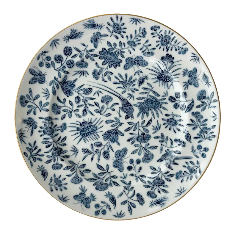 Mottahedeh Sacred Bird & Butterfly Blue Dinner Plate