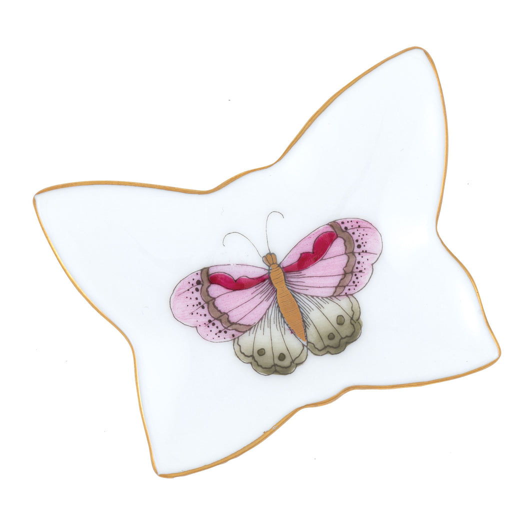Herend Small Butterfly Tray Multi with Pink