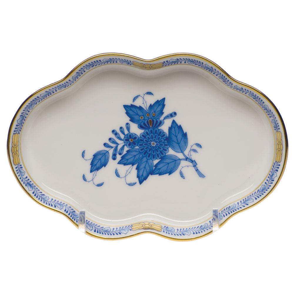Herend Small Scalloped Tray, Blue