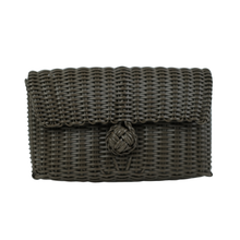 Load image into Gallery viewer, Clutch, Dark Chocolate with Cinnamon &amp; White Strap
