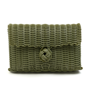 Clutch, Solid in Olive Green with strap