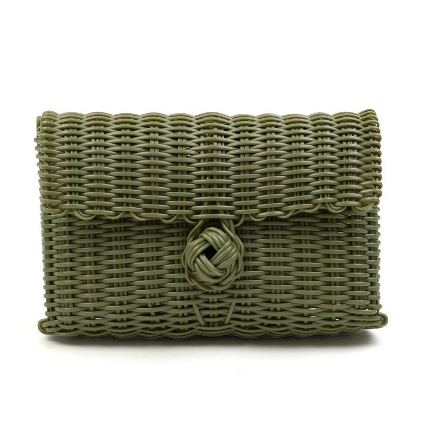 Clutch, Solid in Olive Green with strap