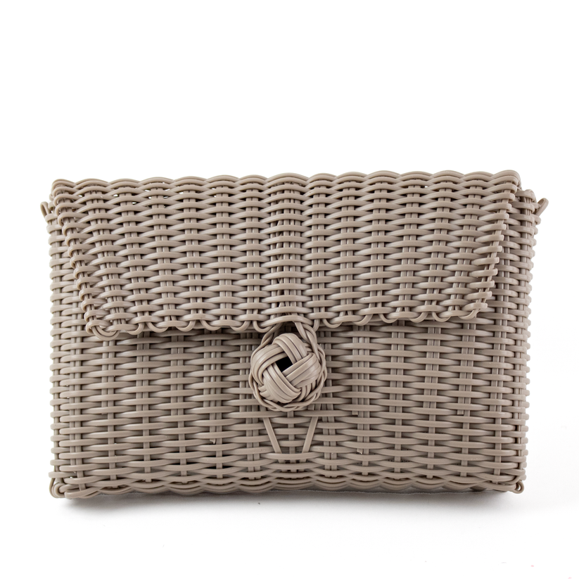Clutch, Solid in Putty with strap