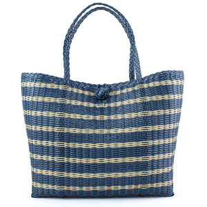 Medium, Sailor Stripe in Fog Blue Tote