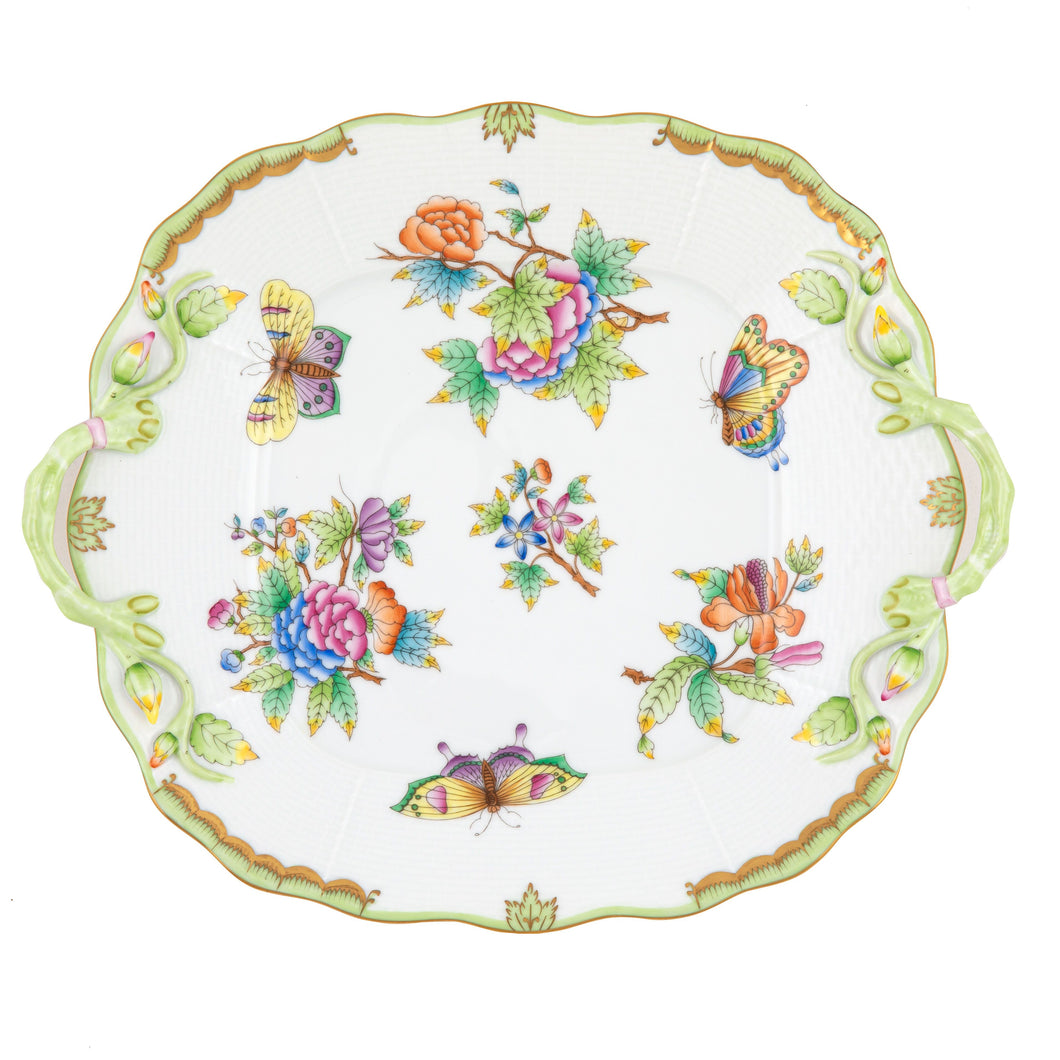 Herend Queen Victoria Square Cake Plate with Handles