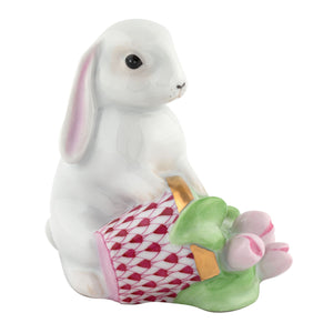 Herend Flowerpot Bunny, Raspberry