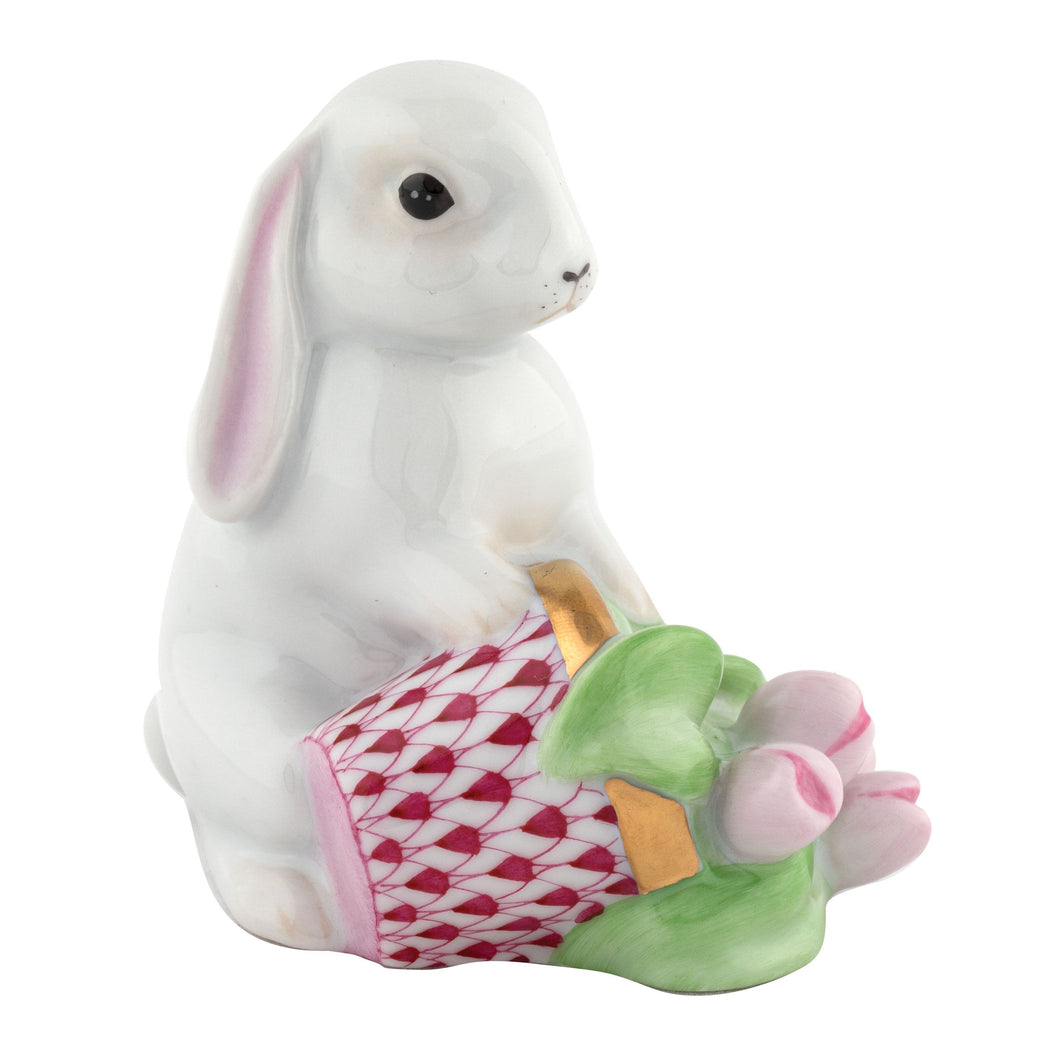 Herend Flowerpot Bunny, Raspberry