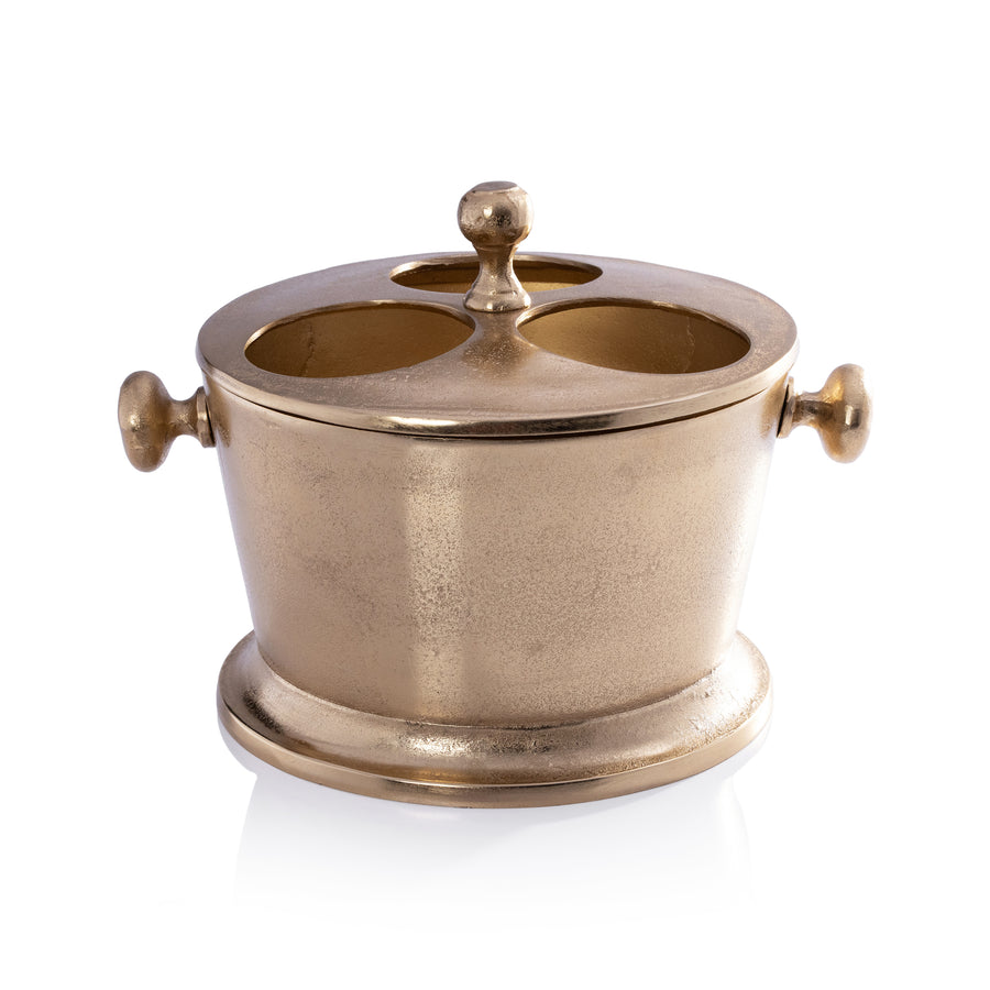 Three Bottle Wine Holder, Gold