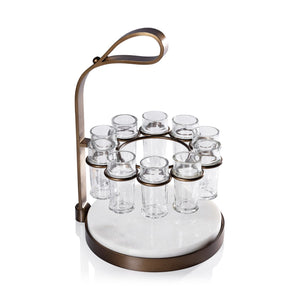 Tequilero 10 Shot Tequila Set w/Marble Cutting Board