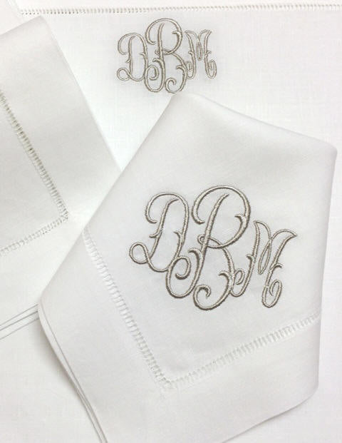 Penney-Miller Monogrammed Classic White Hemstitch Dinner Napkin