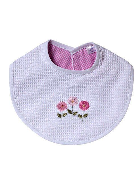 Waffle Bib, Row of Flowers