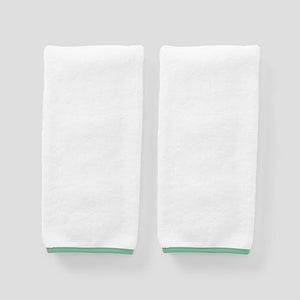 Weezie Signature Hand Towel, Green on White